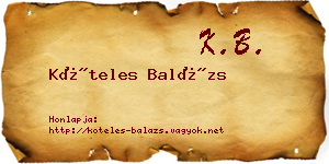 Köteles Balázs névjegykártya